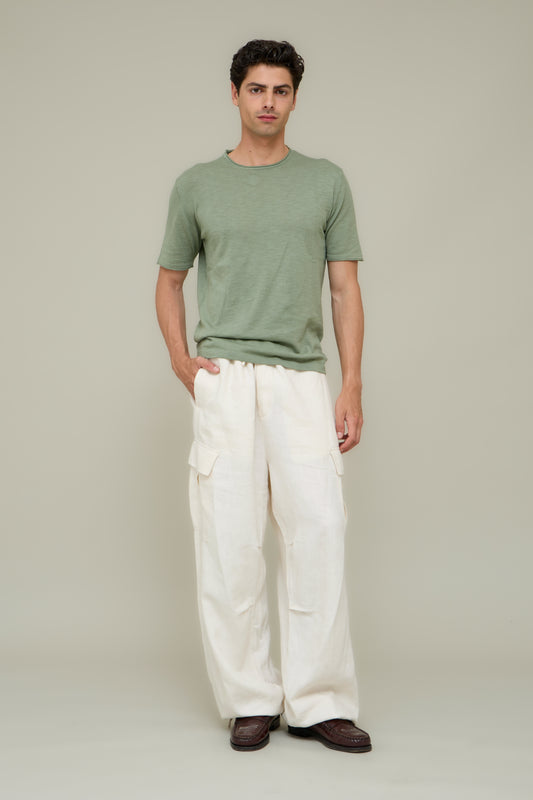 Linen Knit Tee – Salvia Green