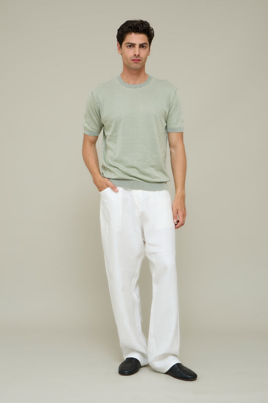 Washed Knit Tee - Salvia Green