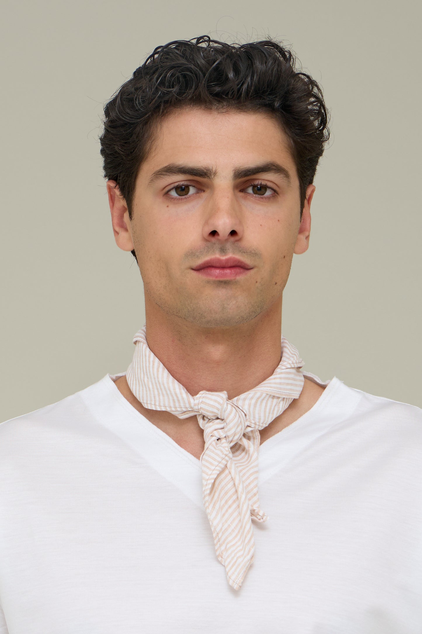 Linen Foulard - Sand Stripe