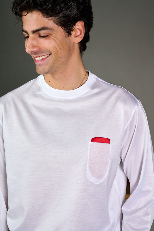 White Silk Pocket Longsleeve
