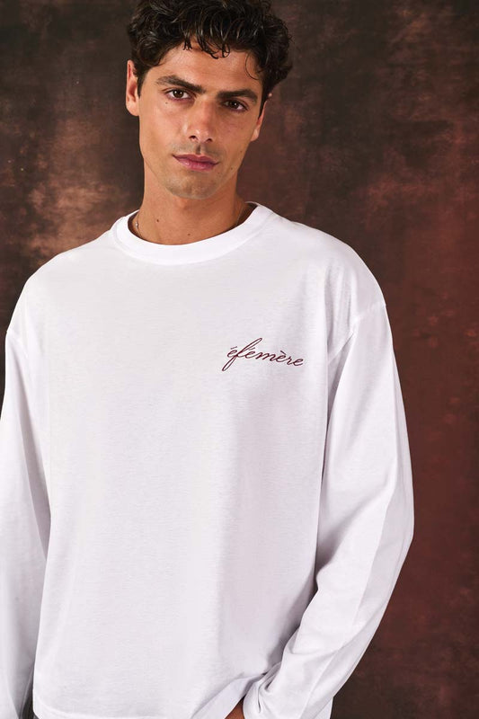 Embroidered Longsleeve – White Bordeaux