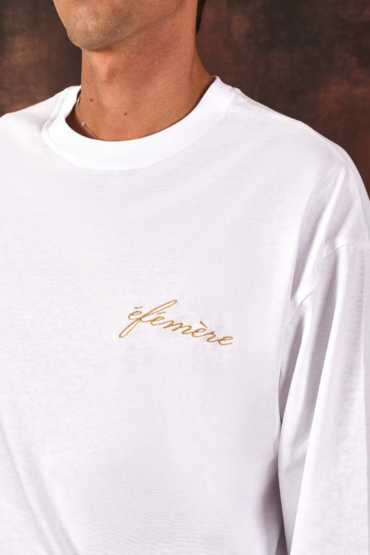 Embroidered Longsleeve – White Gold