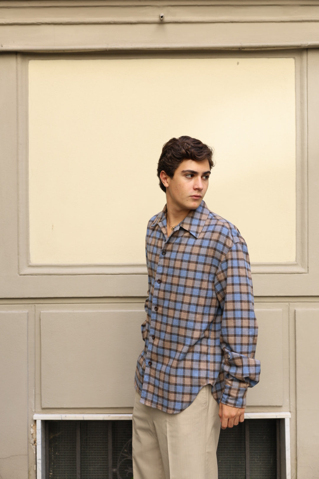 OVERSHIRT PLAID BROWN SKY