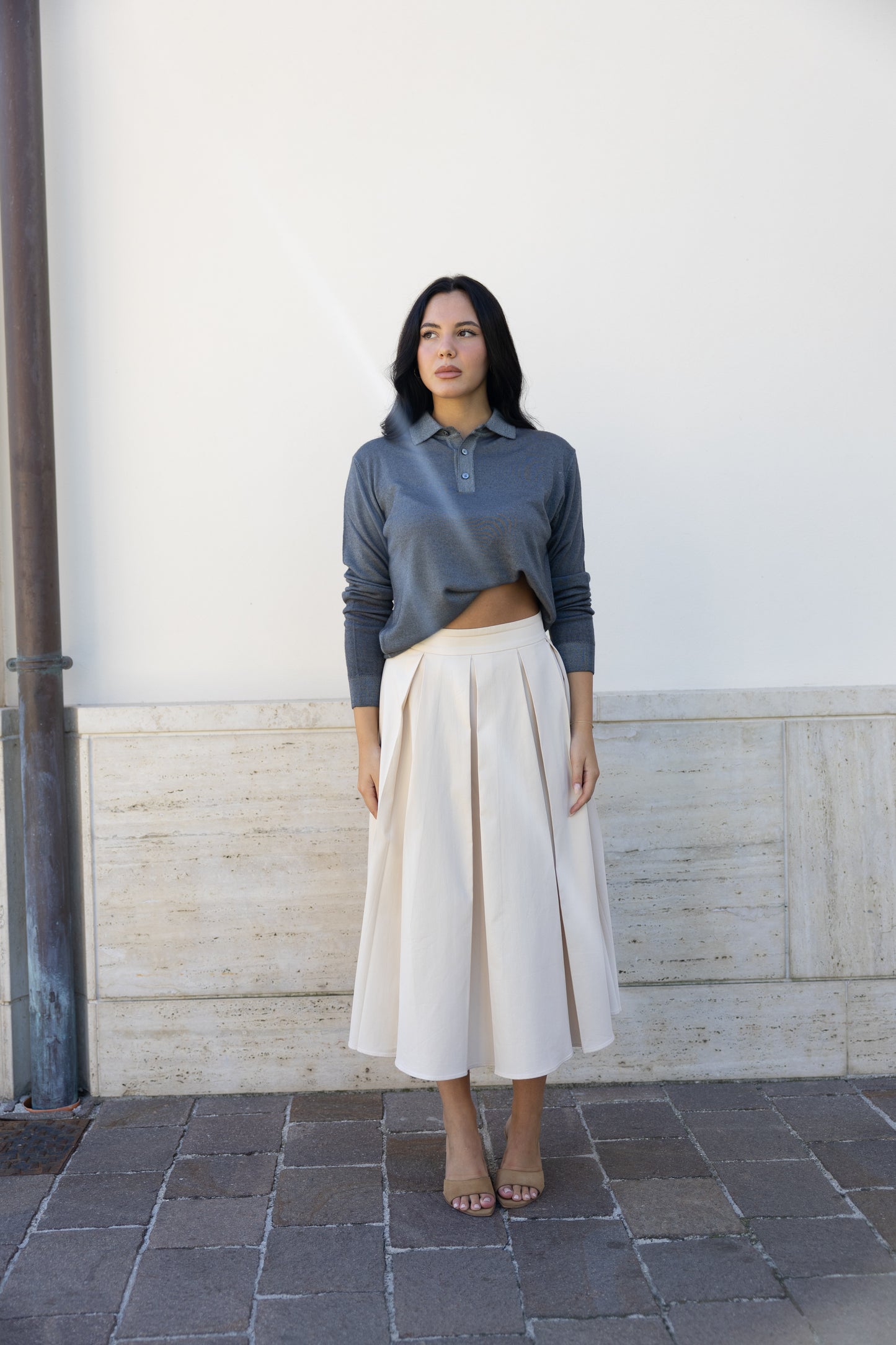 POLO SWEATER WASHED GREY