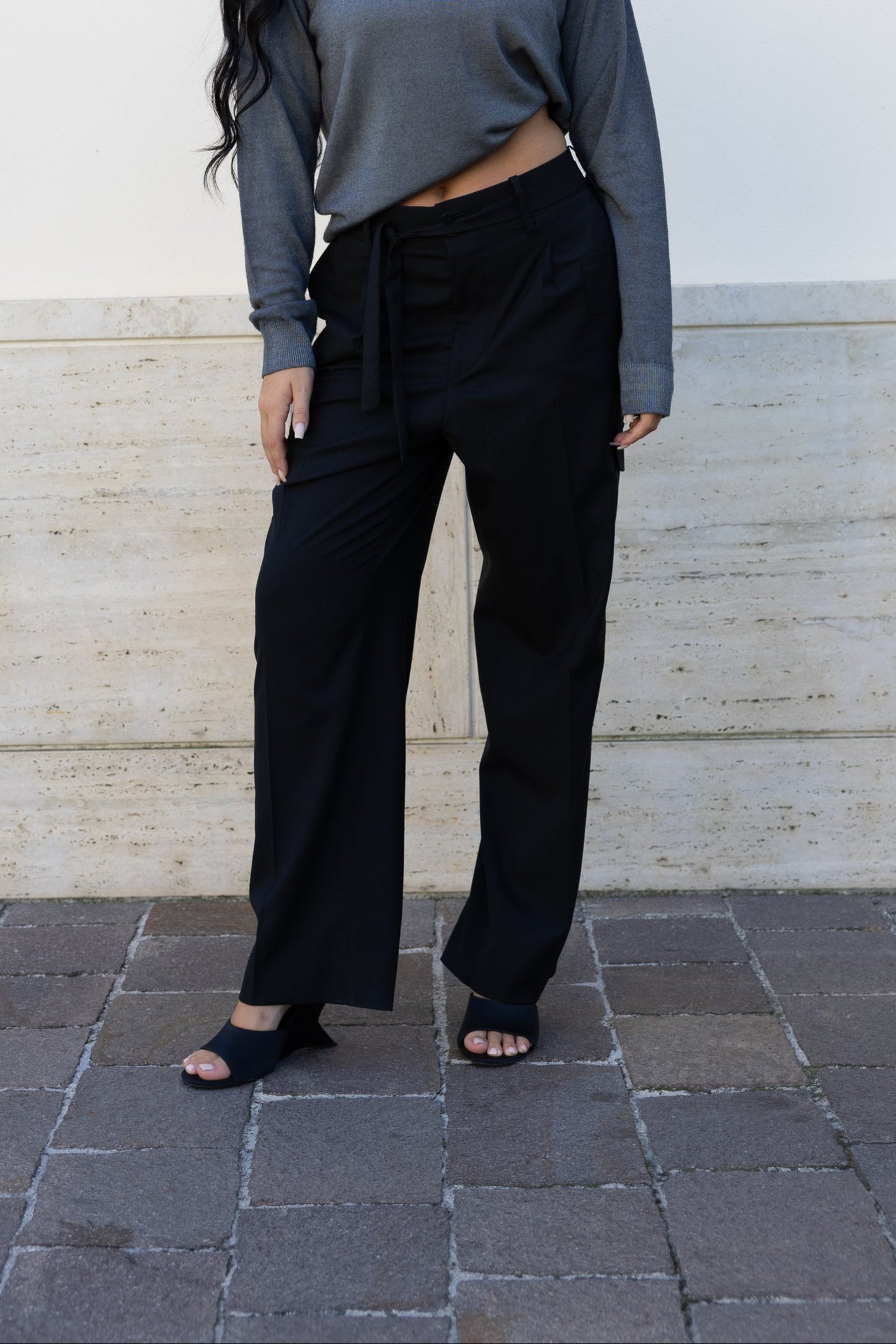 FORMAL CARGO TROUSERS ELEGANT BLACK