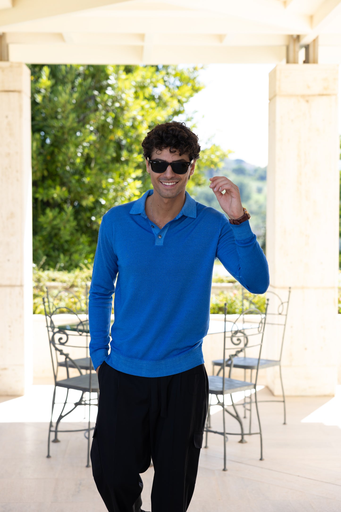 POLO SWEATER WASHED SKY BLUE