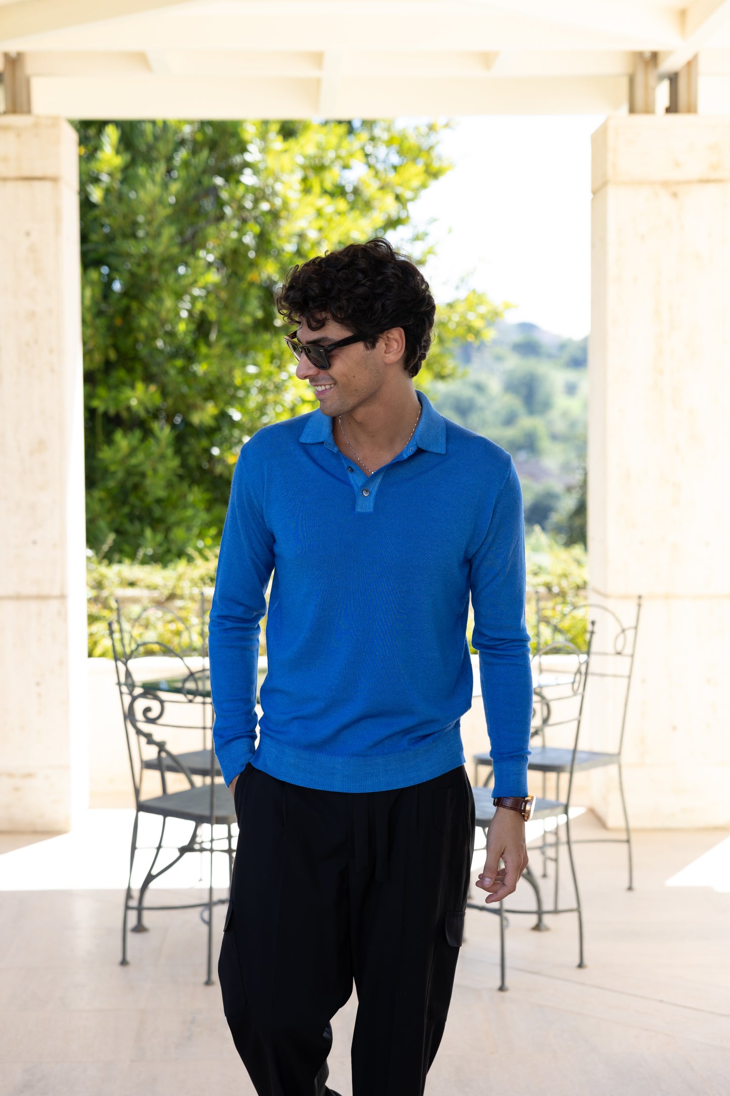 POLO SWEATER WASHED SKY BLUE
