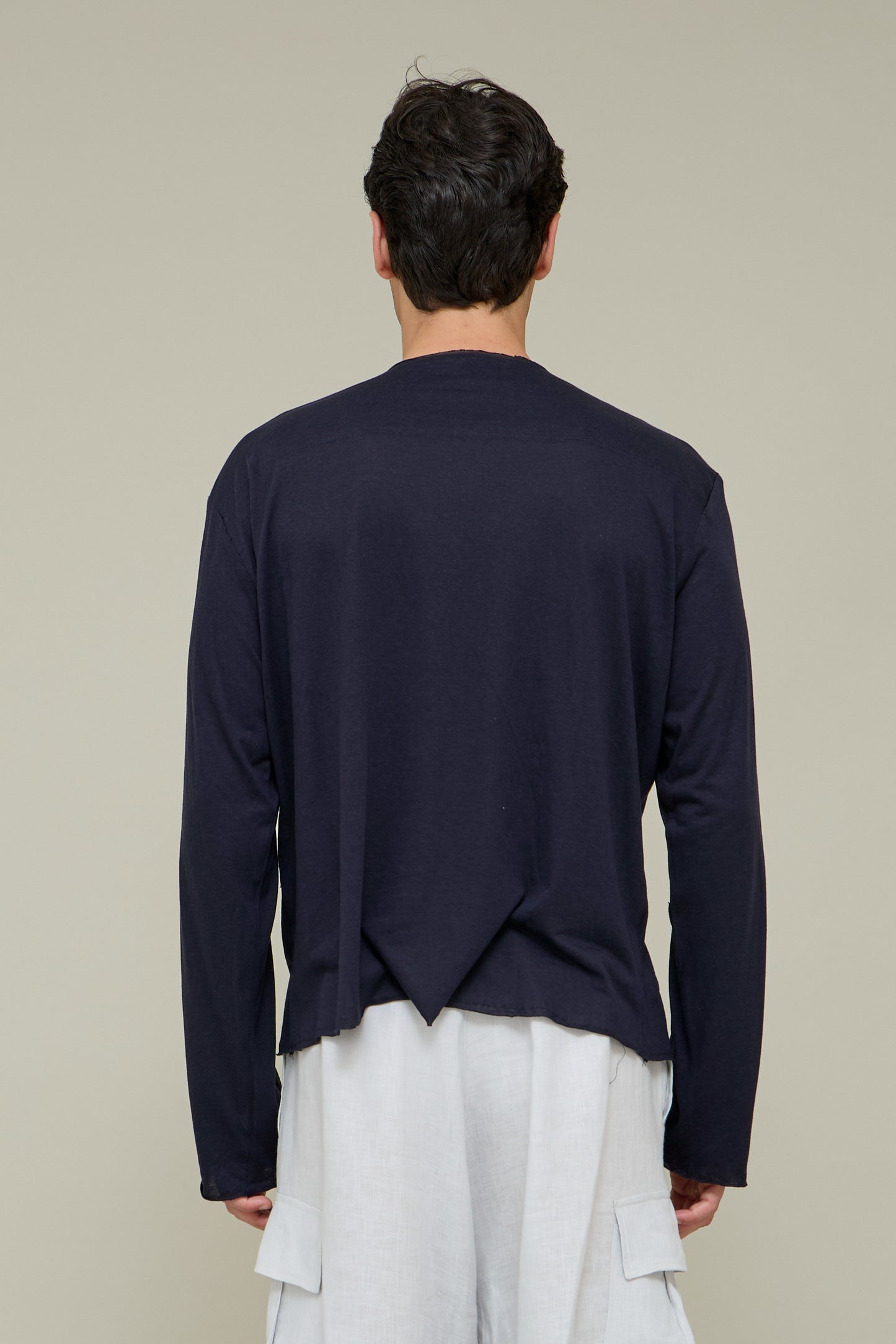 Henley Silk Longsleeve - Blu Veliero