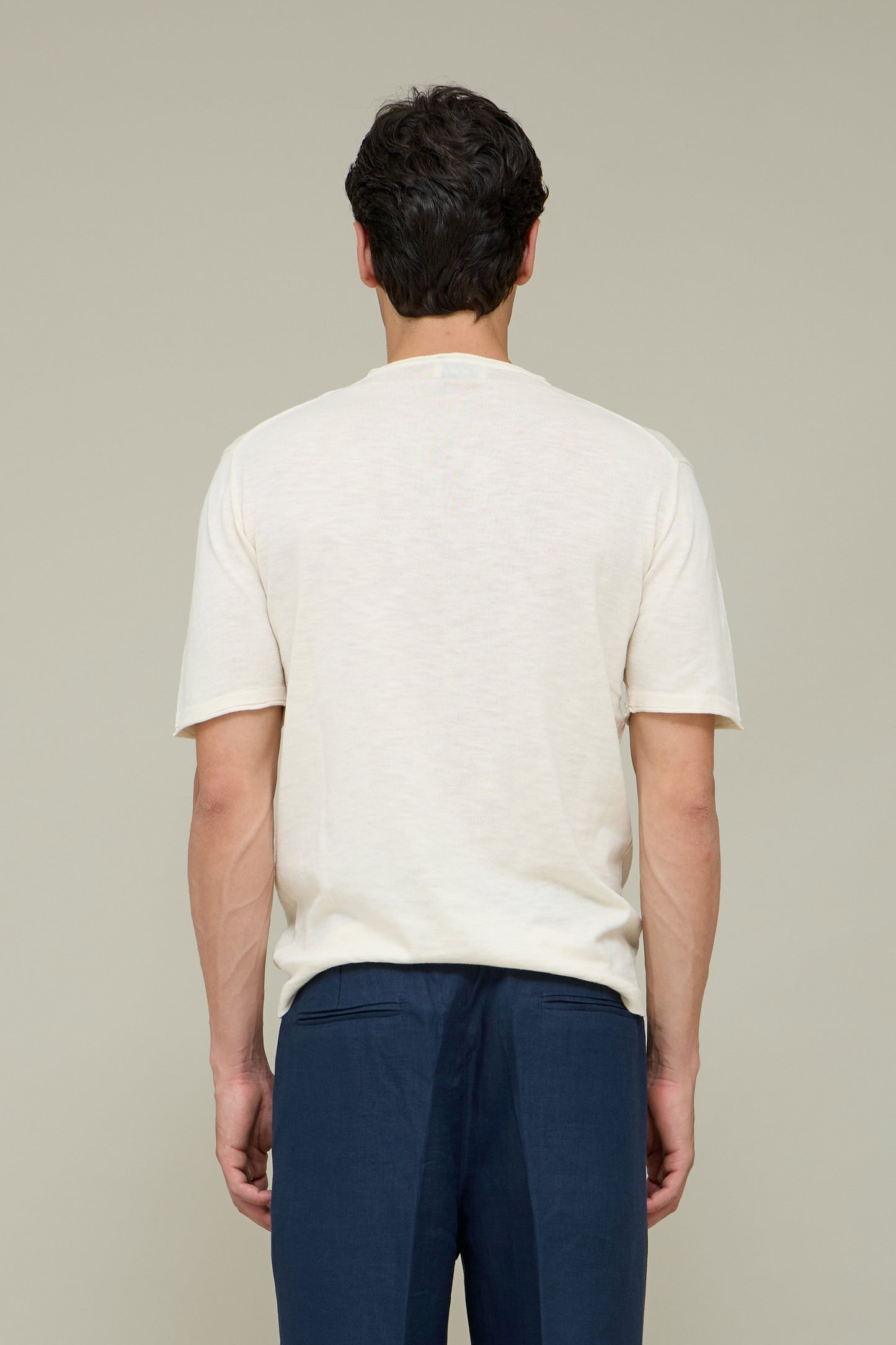 Linen Knit Tee – Cream White