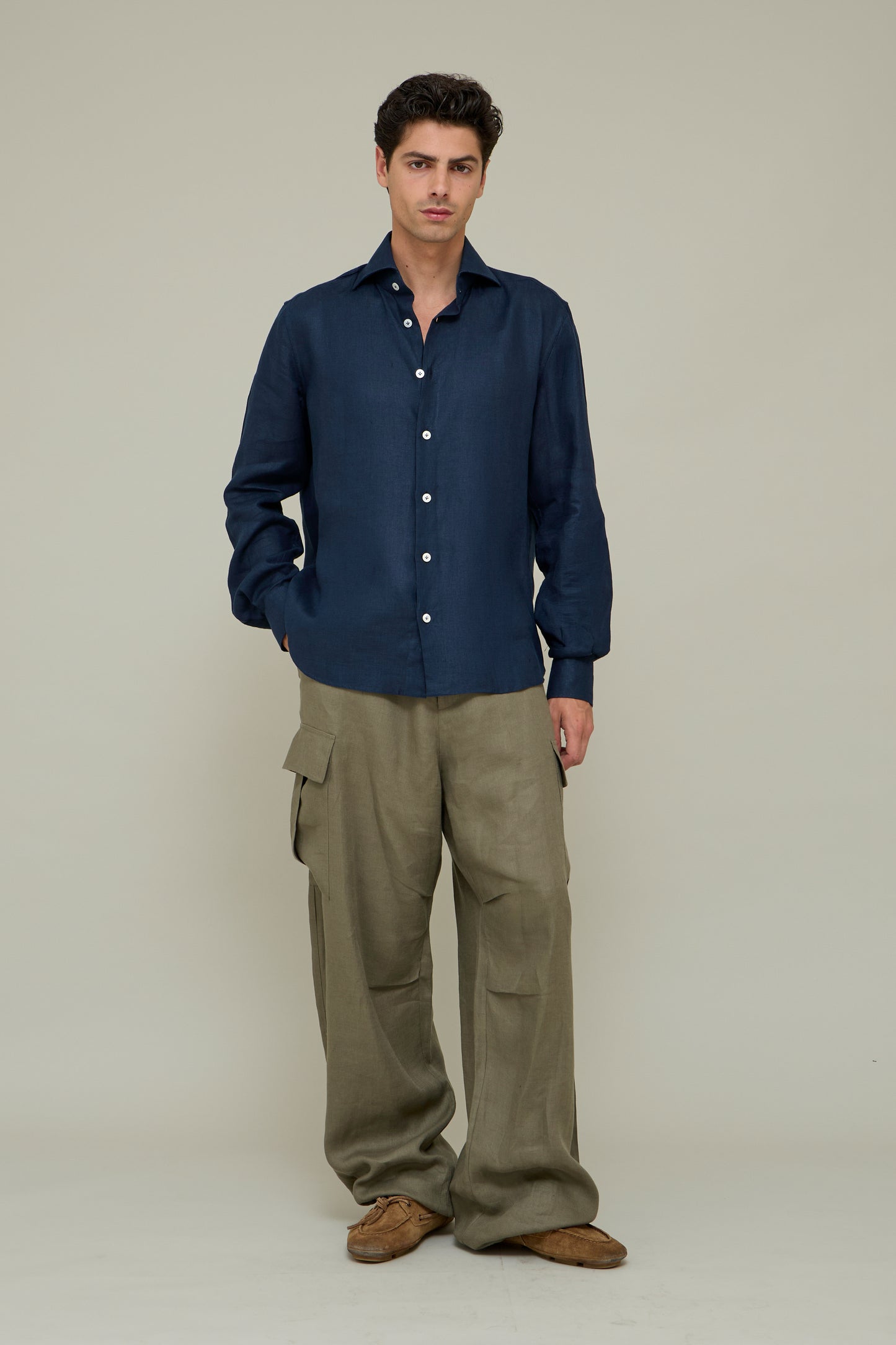 Italiano Linen Shirt - Blue Marina