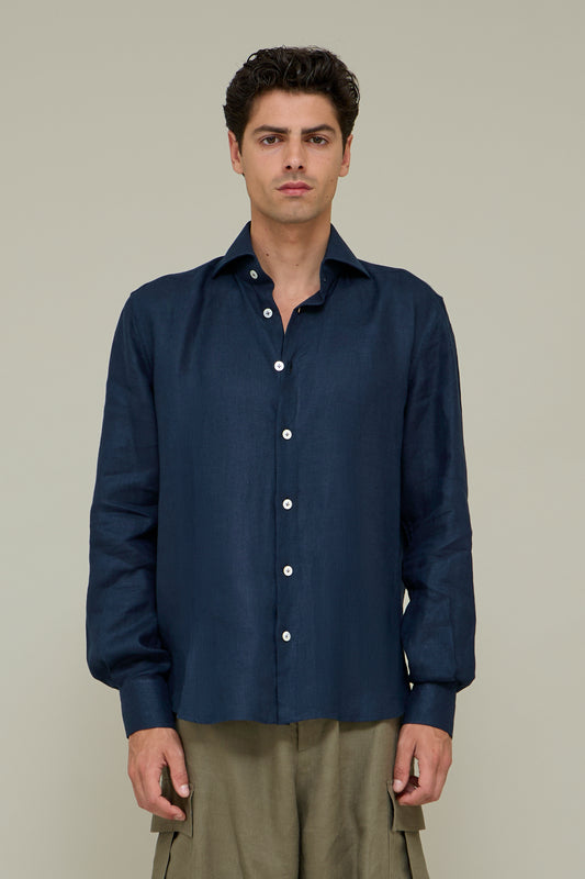 Italiano Linen Shirt - Blue Marina