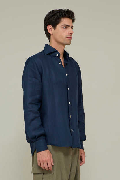 Italiano Linen Shirt - Blue Marina