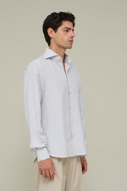 Italiano Linen Shirt - Grey Stripes
