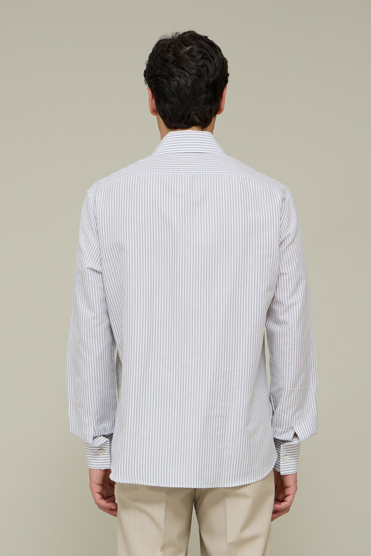 Italiano Linen Shirt - Grey Stripes