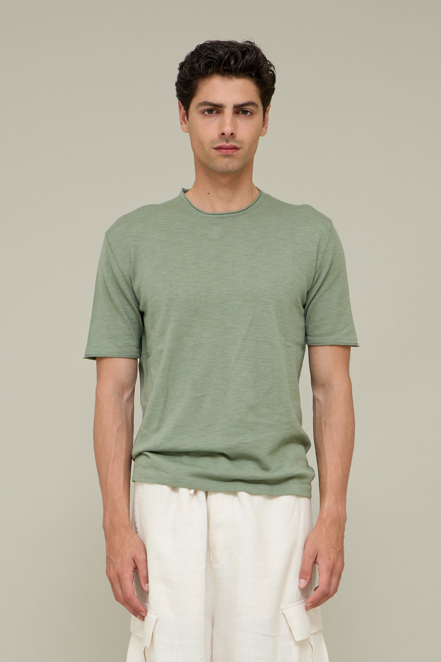 Linen Knit Tee – Salvia Green