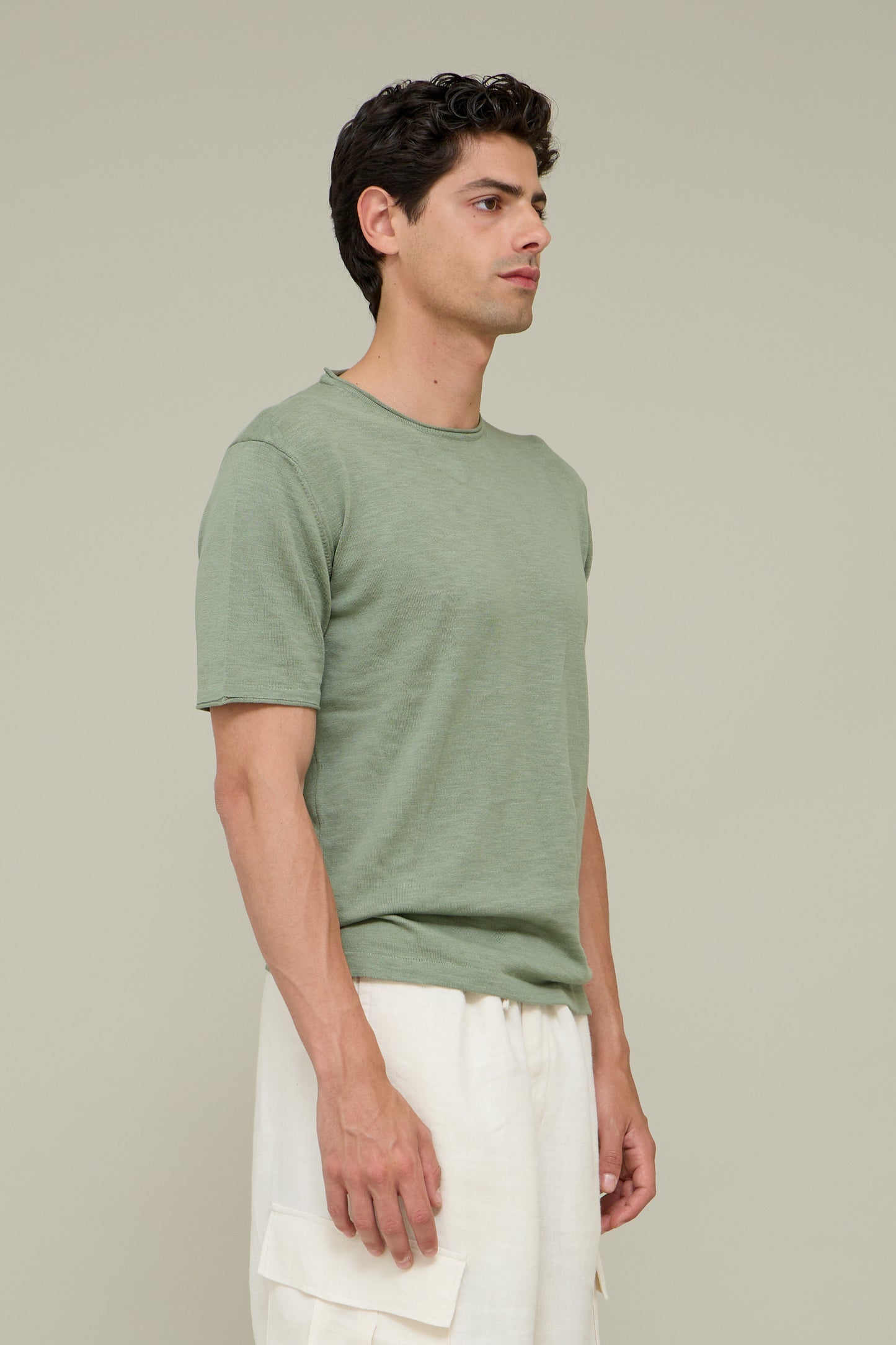 Linen Knit Tee – Salvia Green
