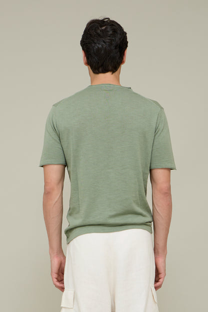 Linen Knit Tee – Salvia Green