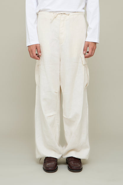 Linen Parachute Cargo - Cream White