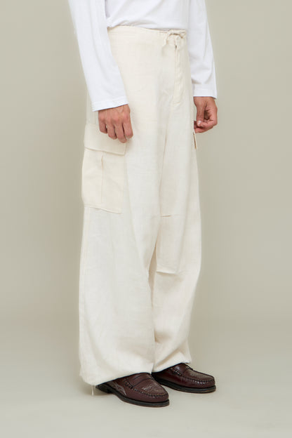 Linen Parachute Cargo - Cream White