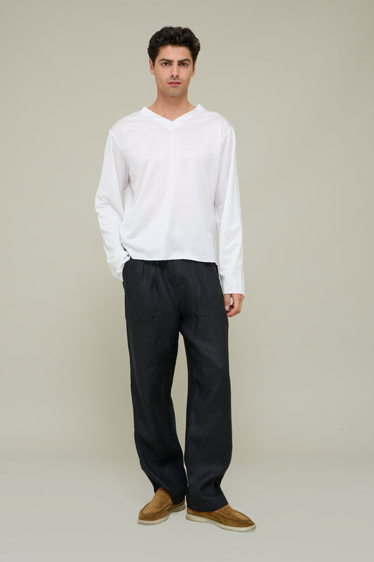 V-neck Longsleeve - Perfect White