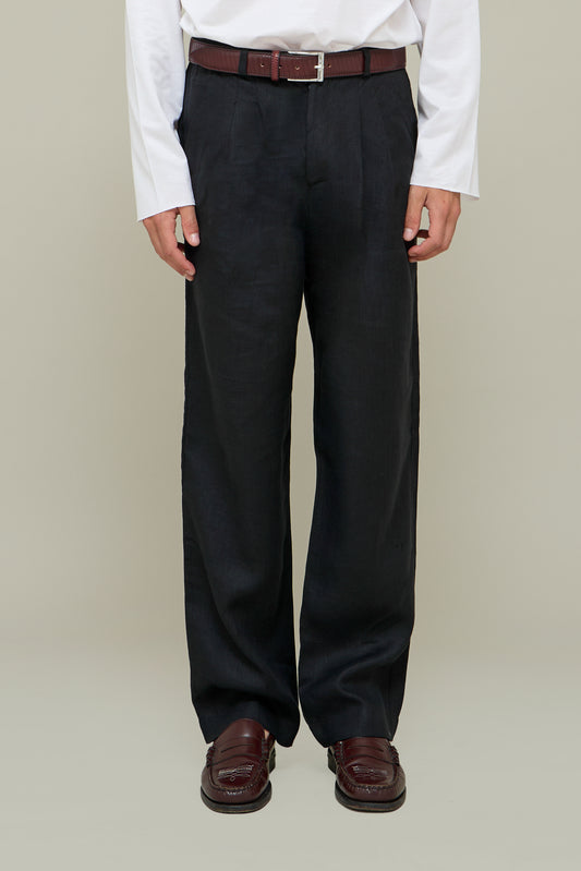 Capri Linen Trousers - Chic Black