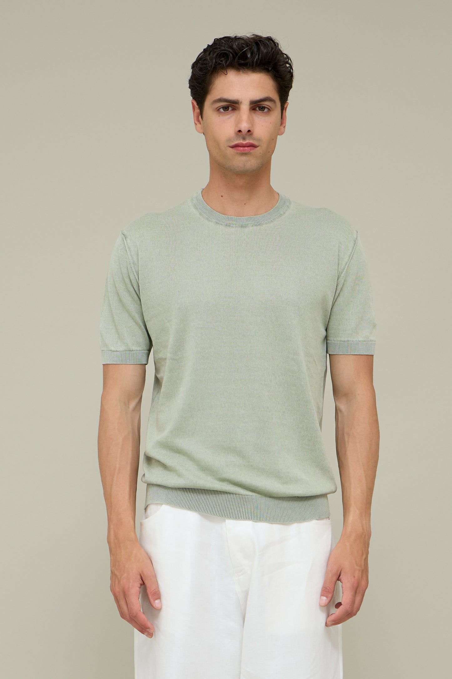Washed Knit Tee - Salvia Green