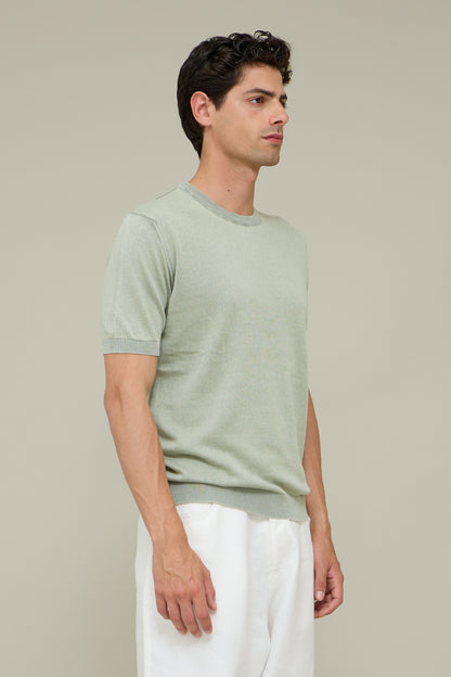 Washed Knit Tee - Salvia Green