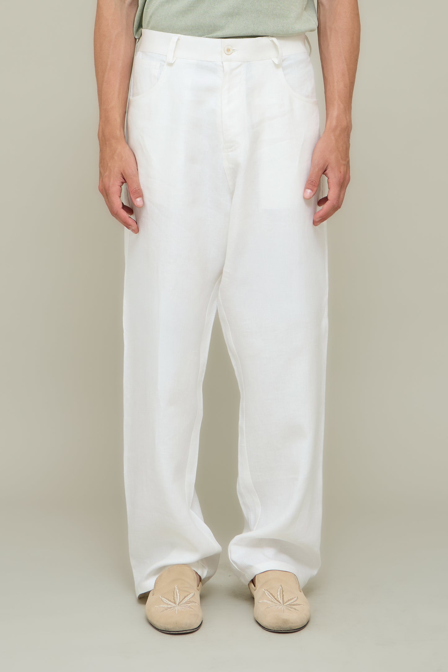 Premium Linen Jeans - Dirty White