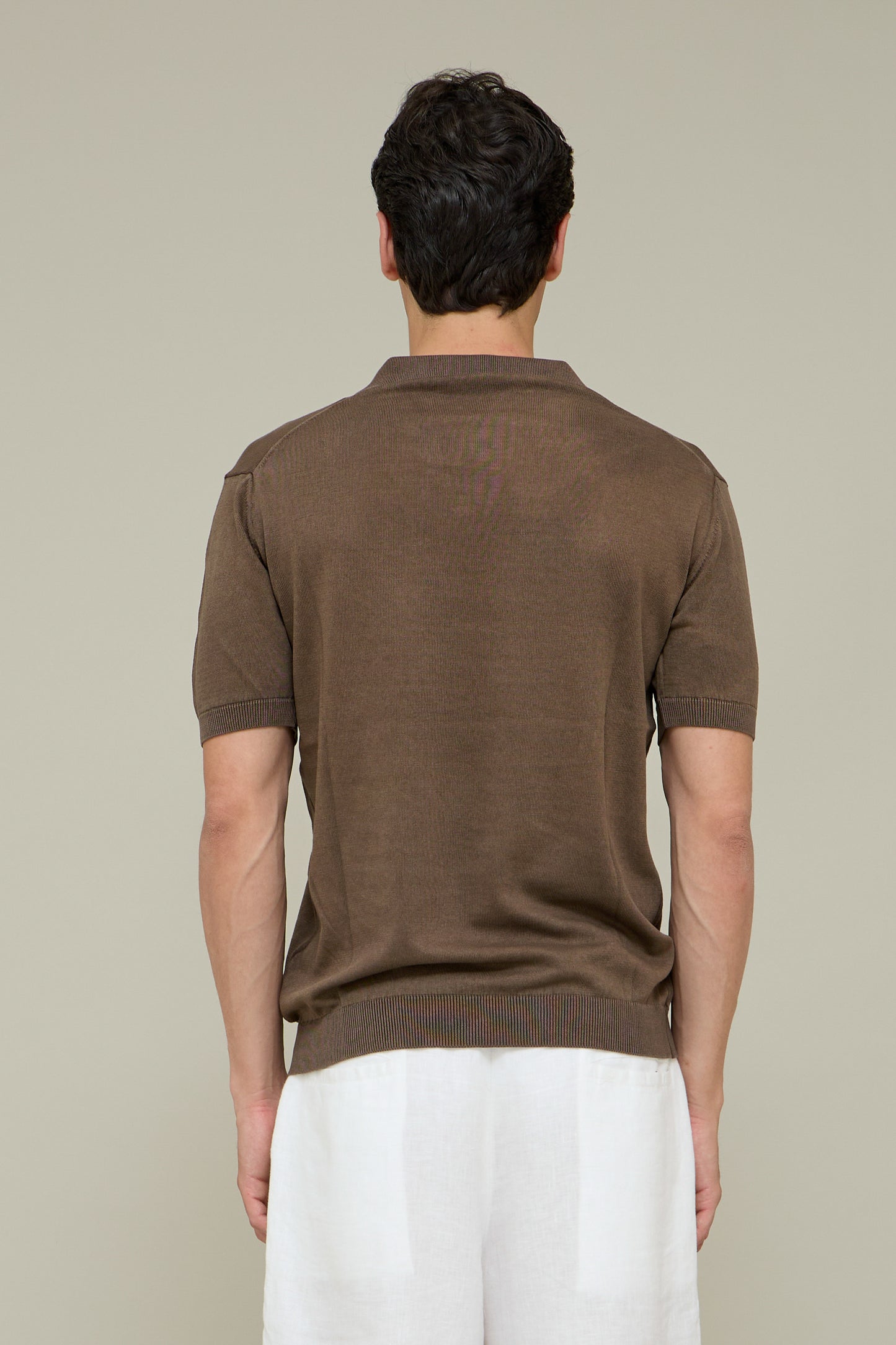 Washed Knit Polo -Faded Espresso