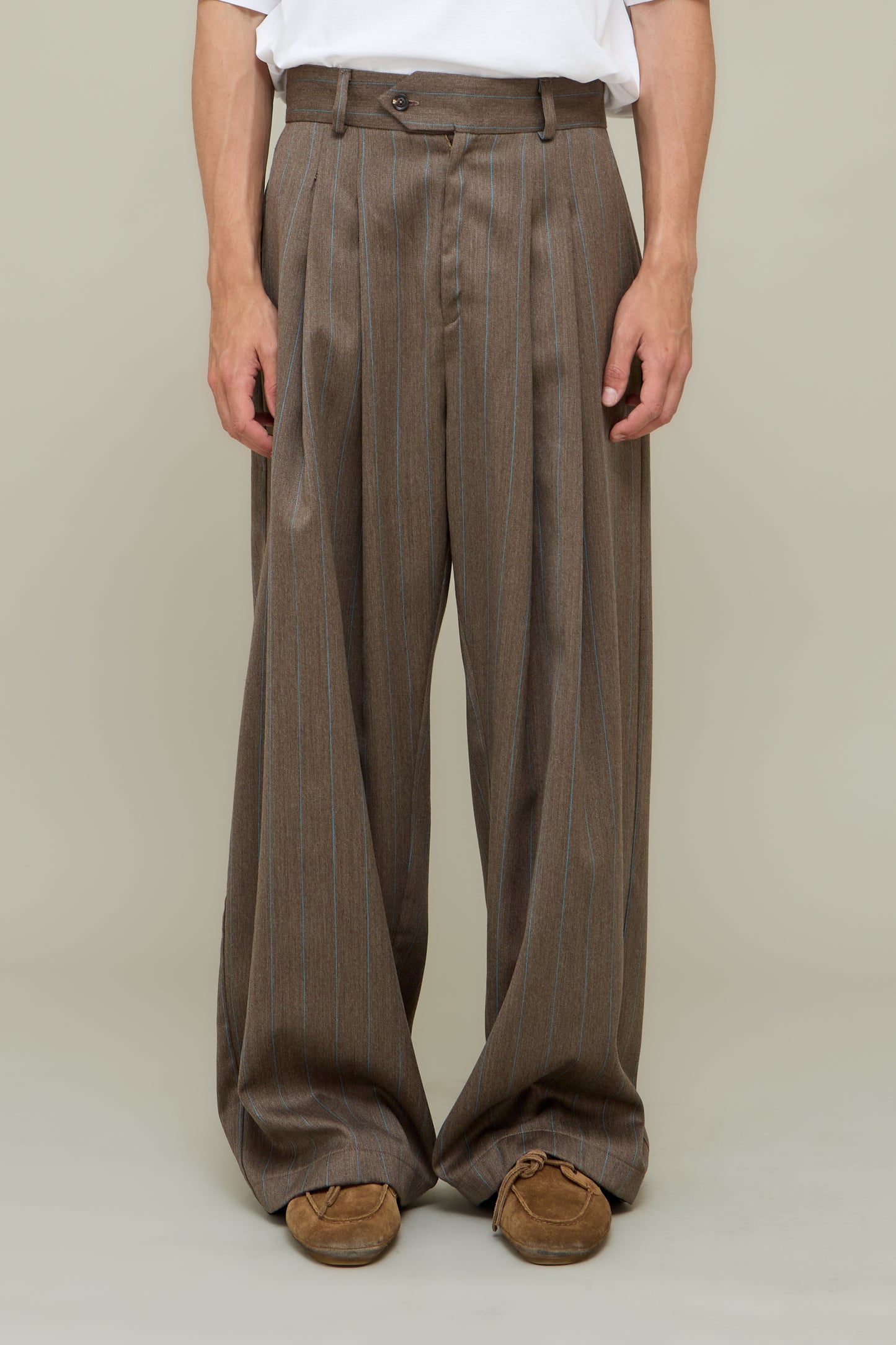Marco Wide Trousers - Efemere Pinstripe