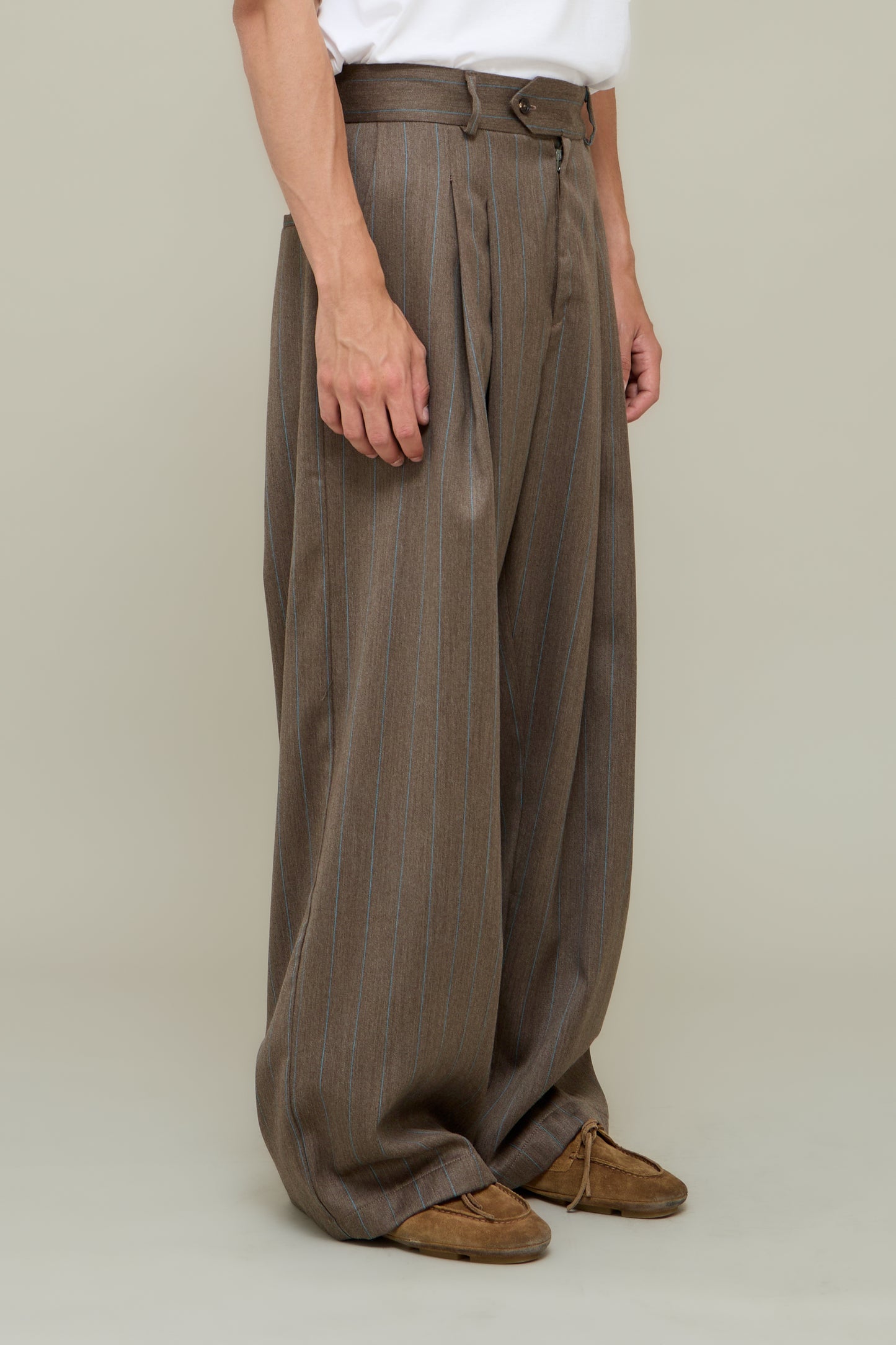 Marco Wide Trousers - Efemere Pinstripe