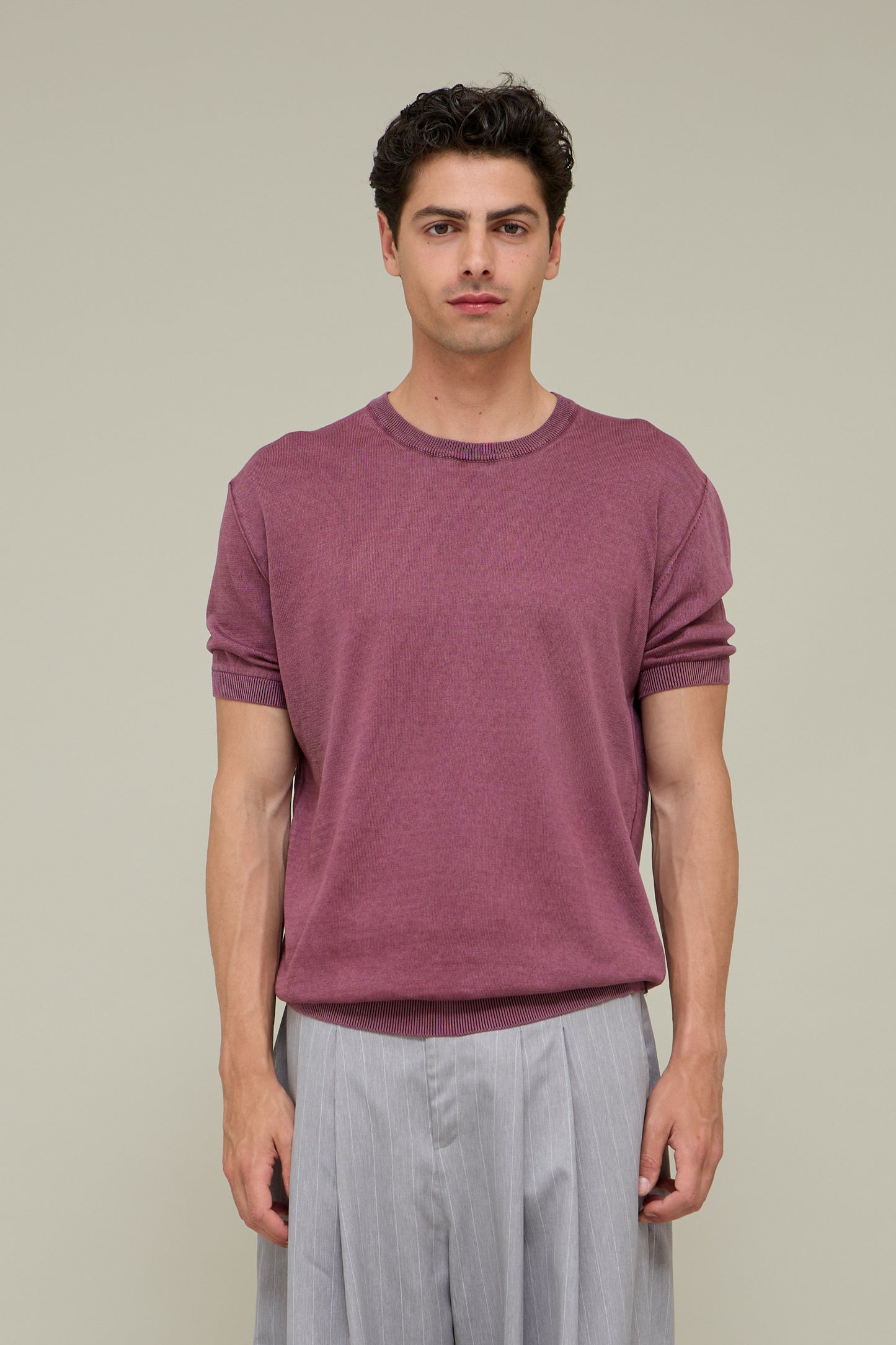 Washed Knit Tee - Aged Bordeaux