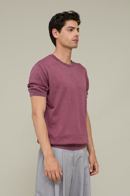 Washed Knit Tee - Aged Bordeaux