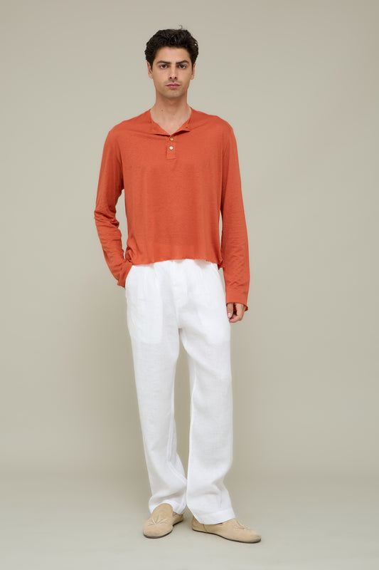 Henley Silk Longsleeve - Albicocca Bruciata