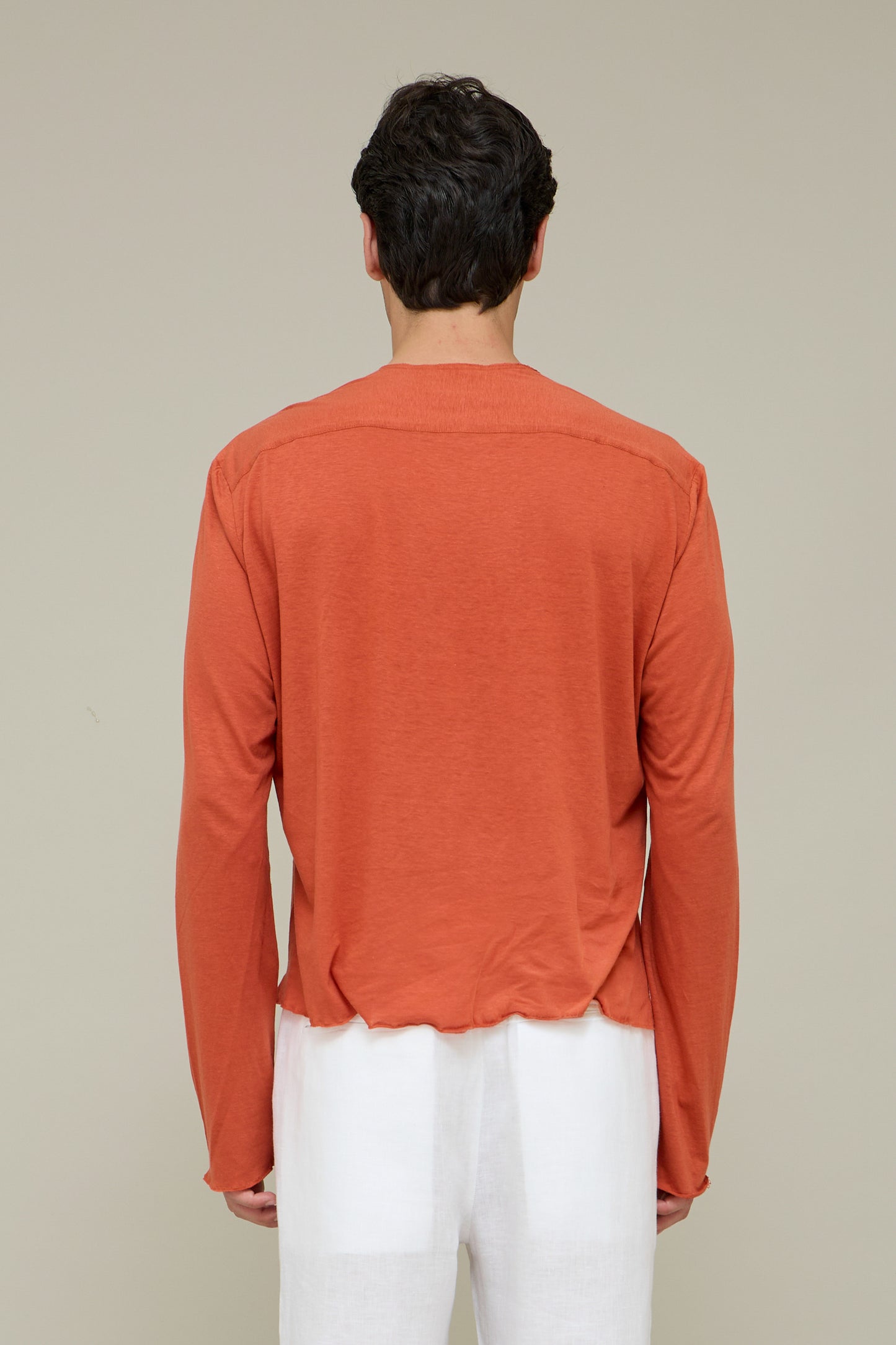 Henley Silk Longsleeve - Albicocca Bruciata