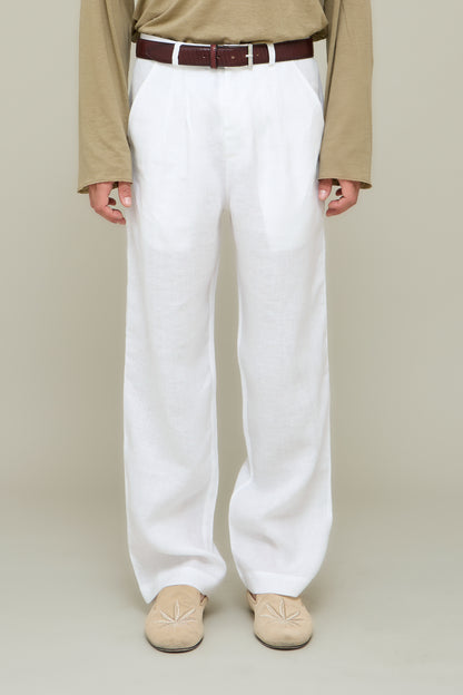 Capri Linen Trousers - Optical White