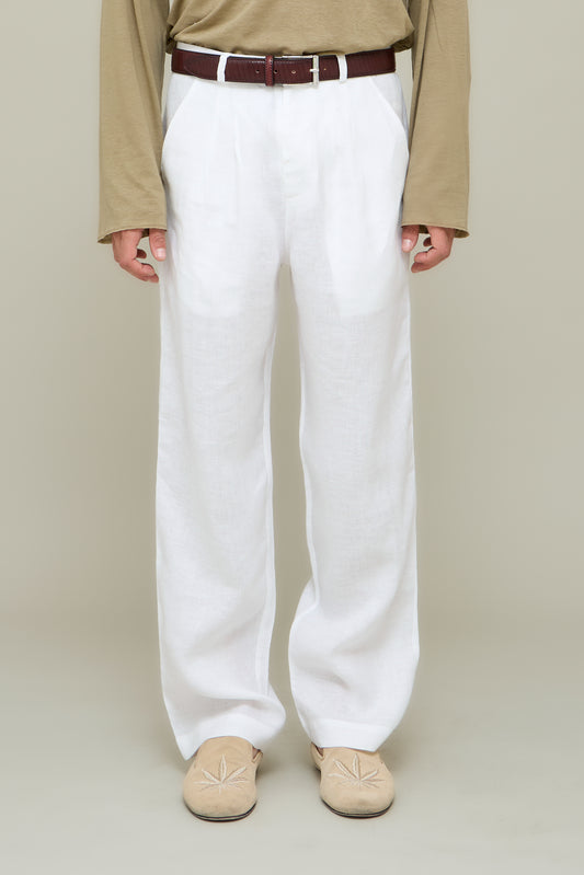 Capri Linen Trousers - Optical White