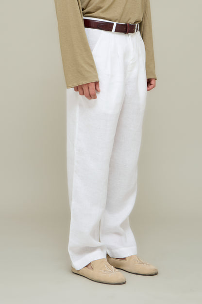 Capri Linen Trousers - Optical White