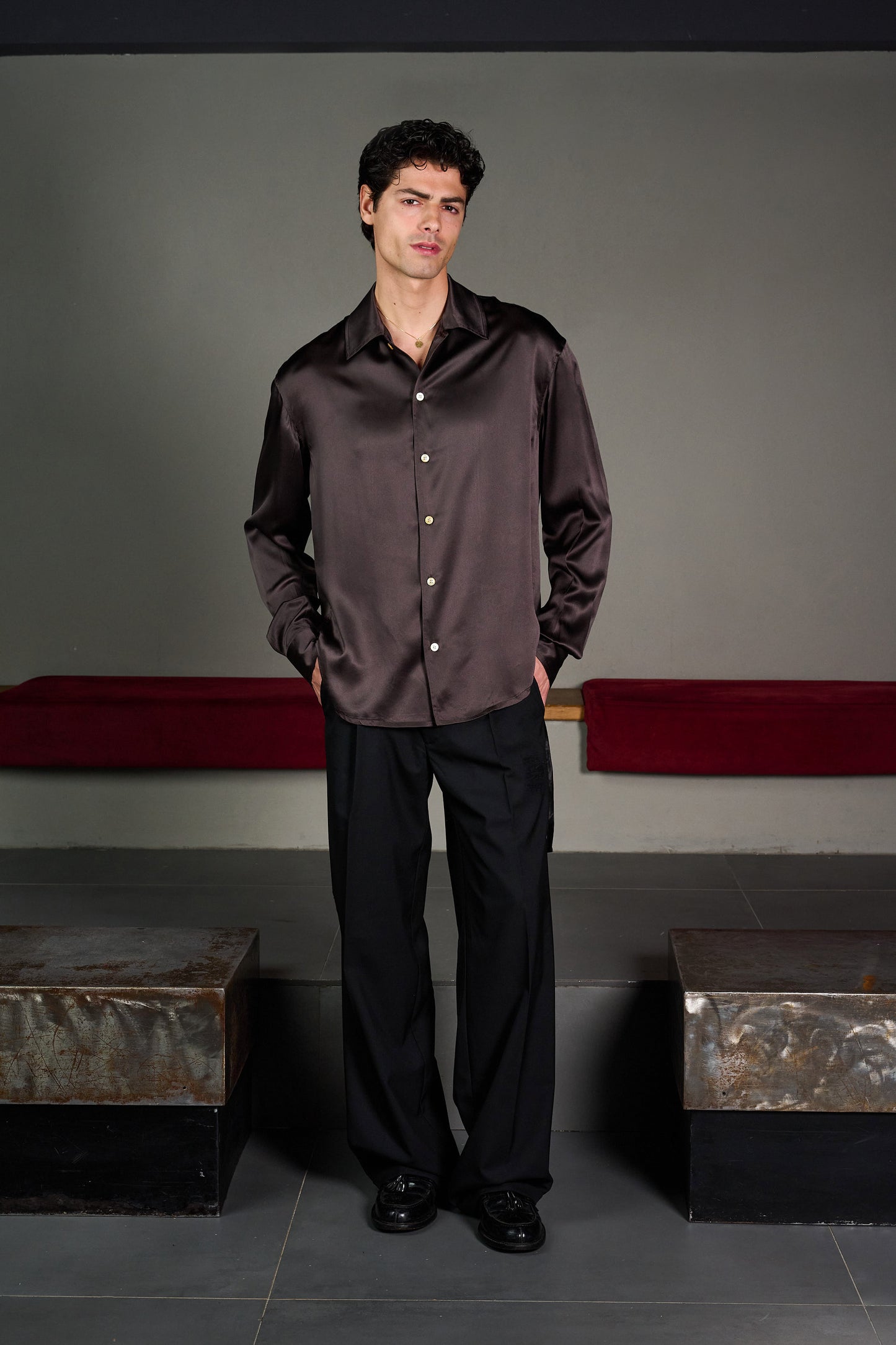 Brown Silk Shirt