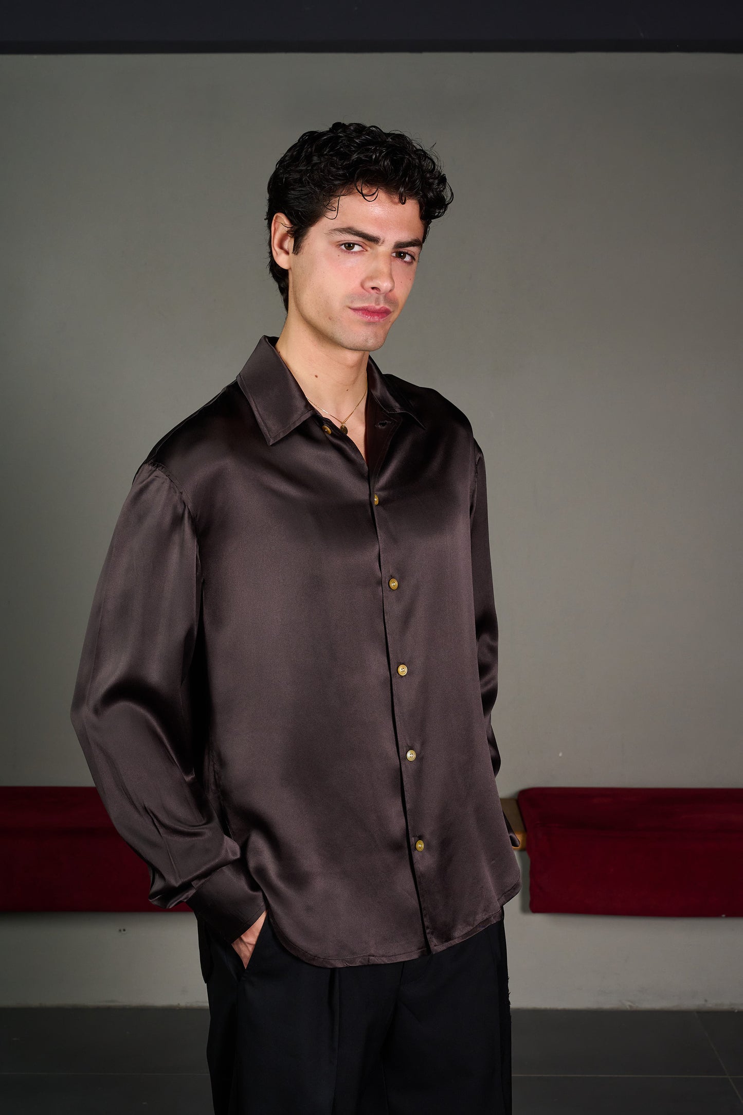 Brown Silk Shirt