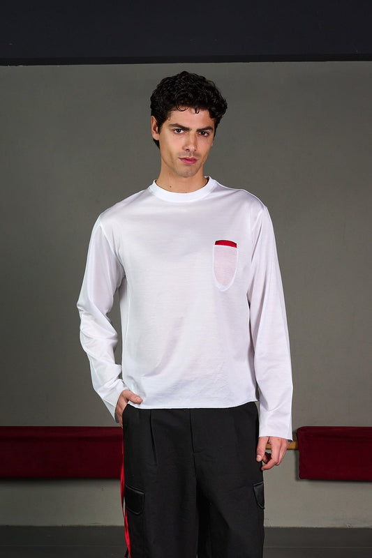 White Silk Pocket Longsleeve