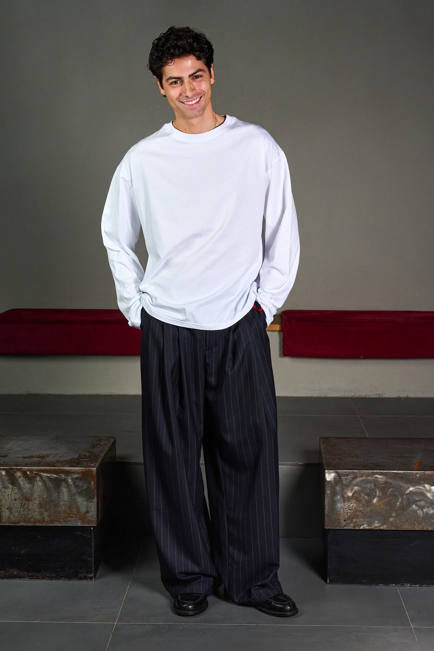 Extra Wide Pinstripe Trousers
