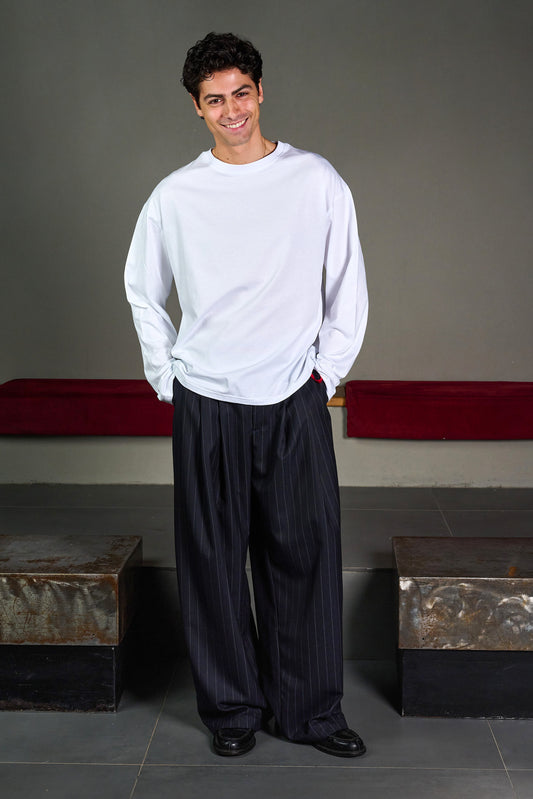 Extra Wide Pinstripe Trousers