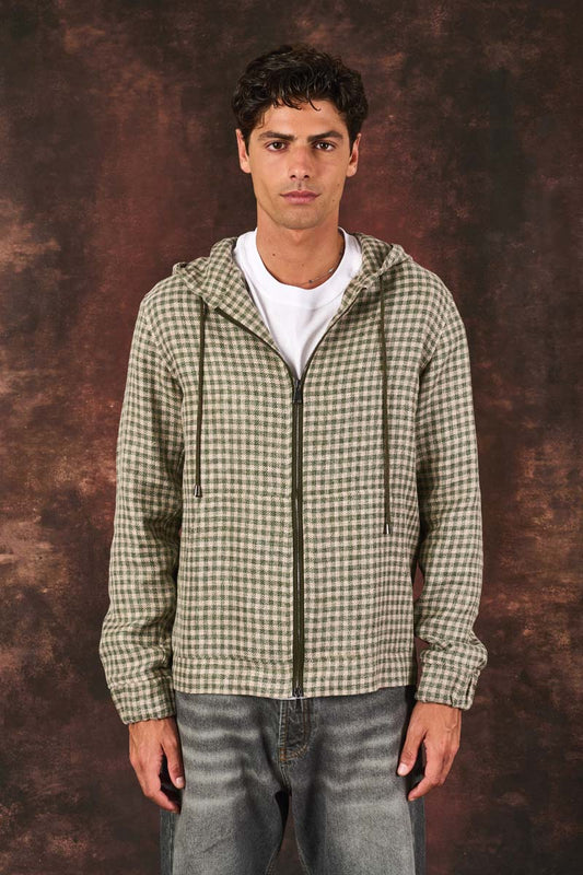 The Hooded Blazer - Sage Check