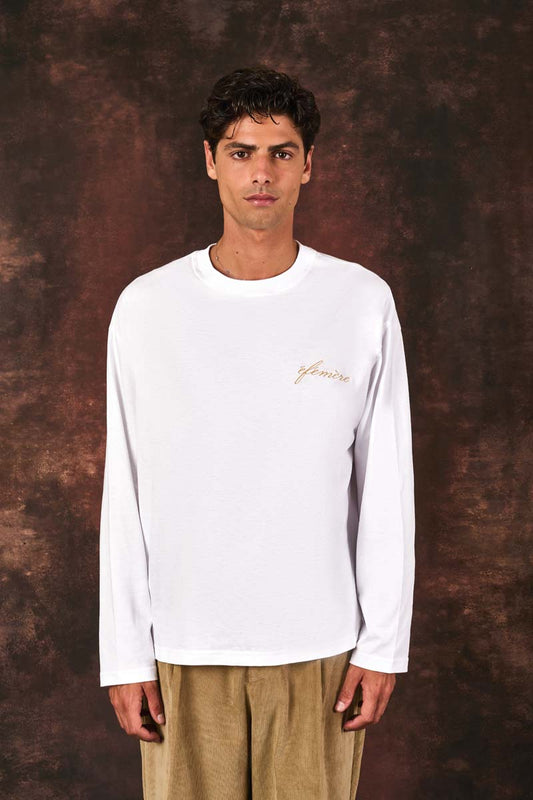 Embroidered Longsleeve – White Gold