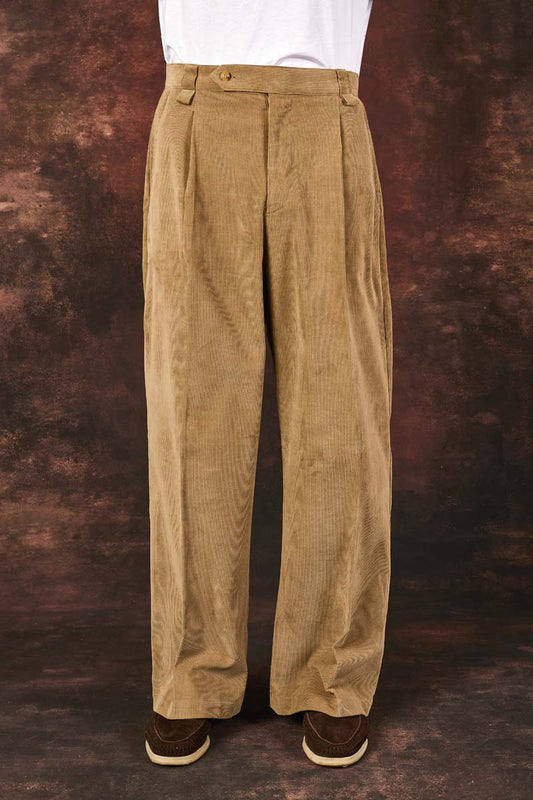 Corduroy Pleated Trouser - Beige