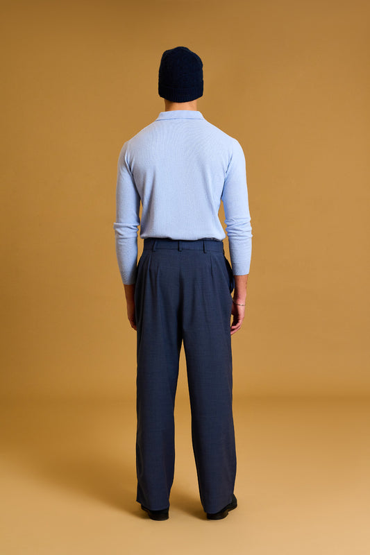 Diagonal Denim-Wool Trousers