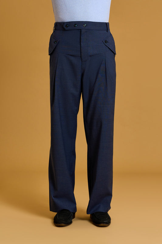Diagonal Denim-Wool Trousers
