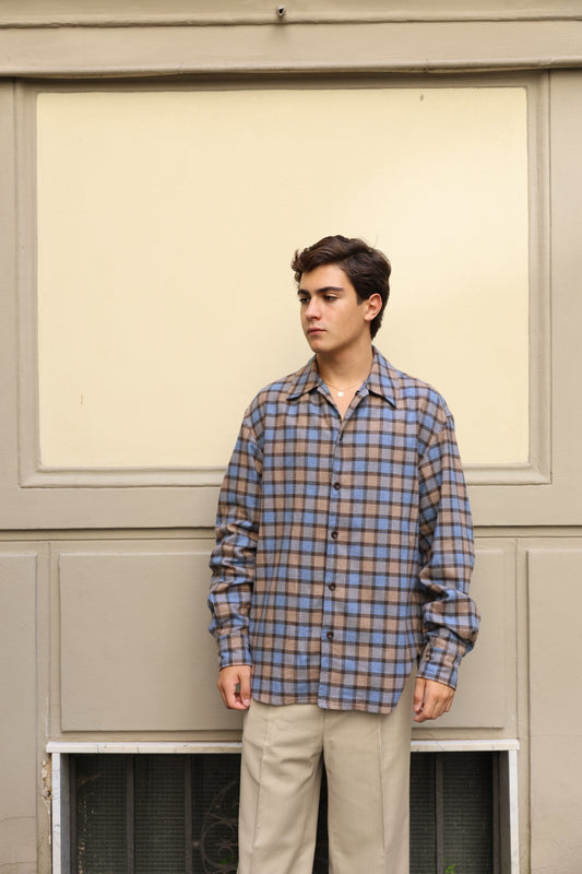 OVERSHIRT PLAID BROWN SKY
