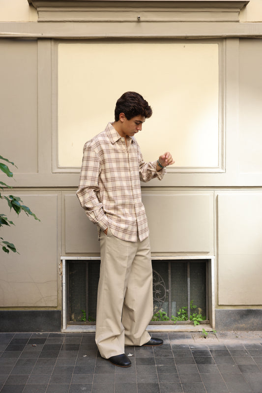 OVERSHIRT PLAID BEIGE & BROWN